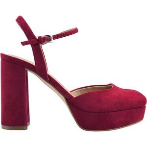 NWB Marc Fisher Nazira Platform Heel - Deep Red, Faux Suede [Size 10]